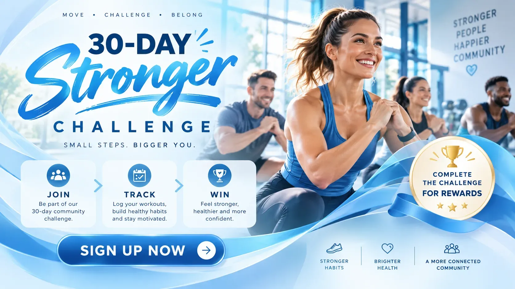 30-Day Stronger Challenge: digital signage template for fitness