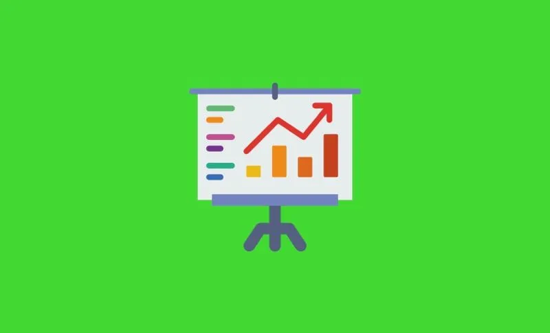 Icon of a presentation board with a chart