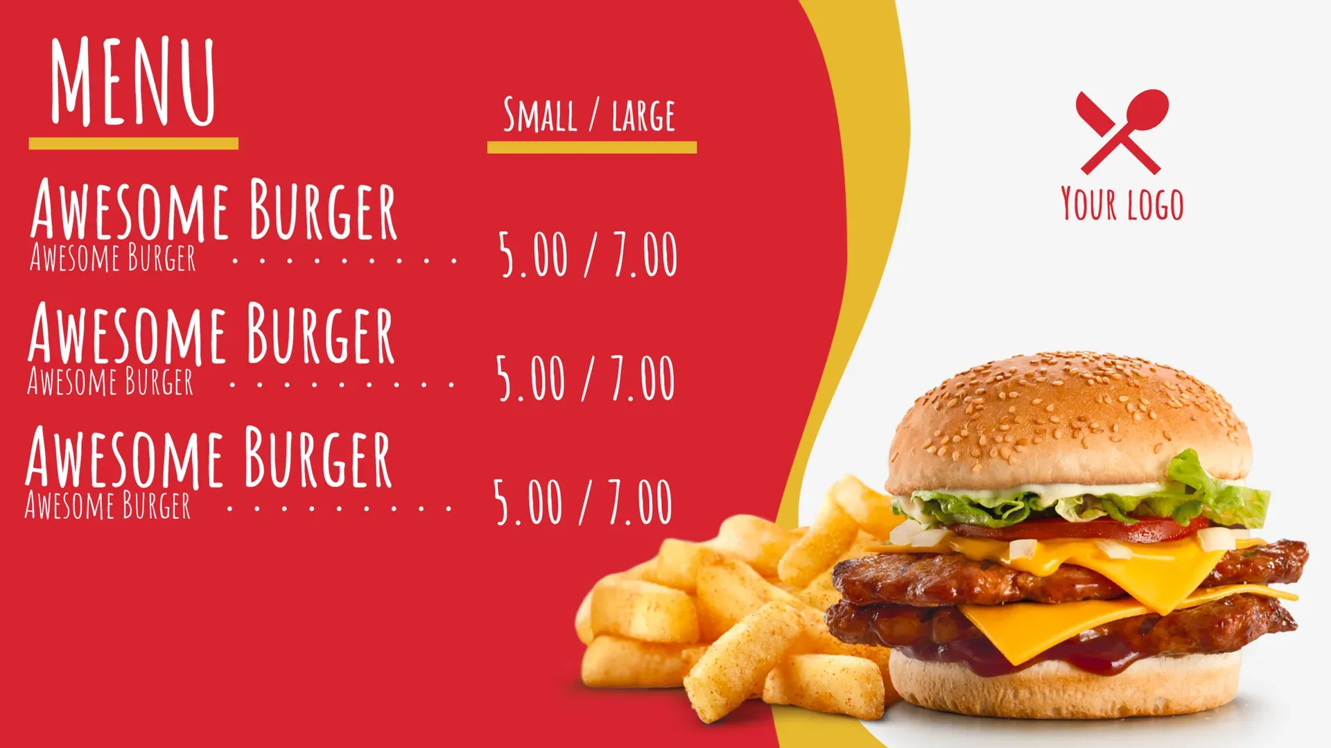 Awesome Burger: digital signage template for food