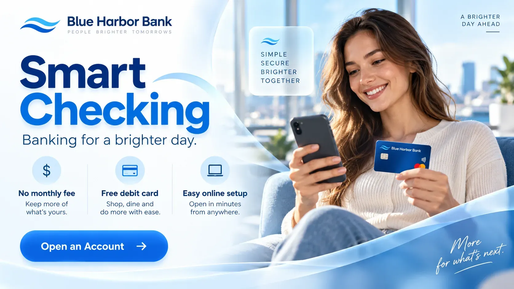 Checking Account: digital signage template for financial