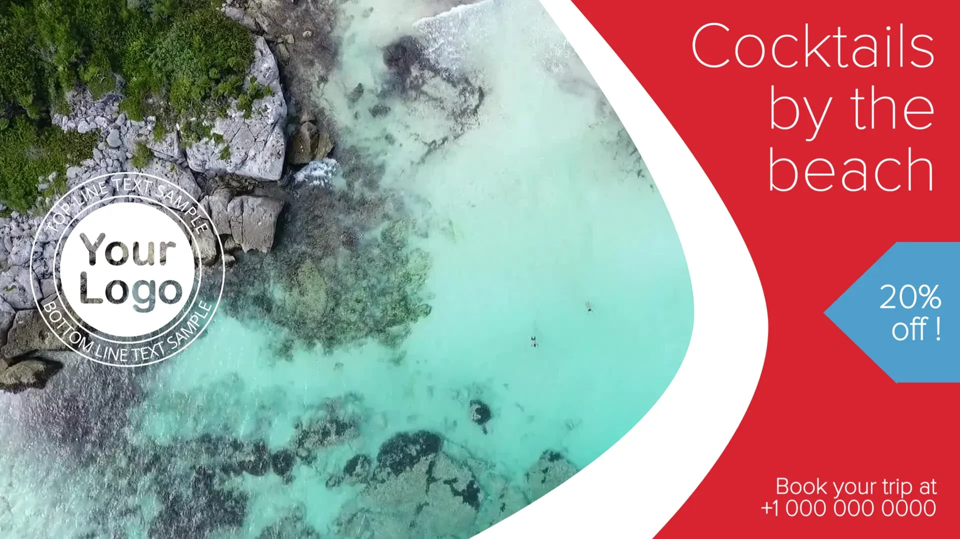 Cocktails on the Beach: digital signage template for travel