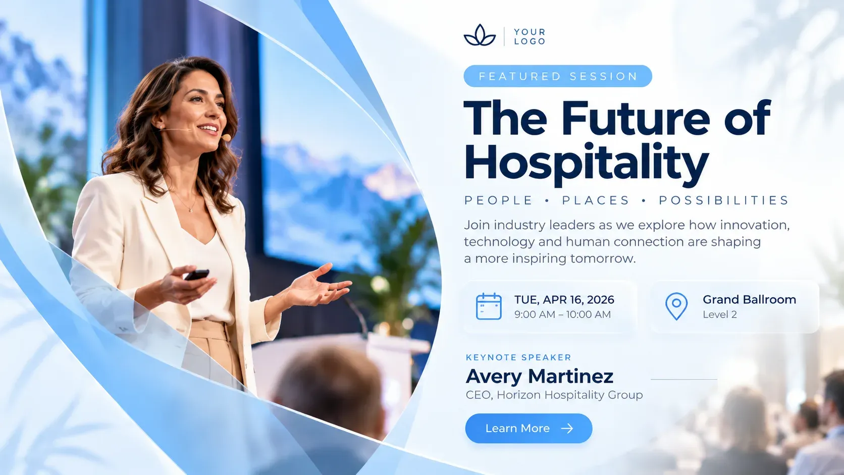 Conference Speech: digital signage template for hospitality