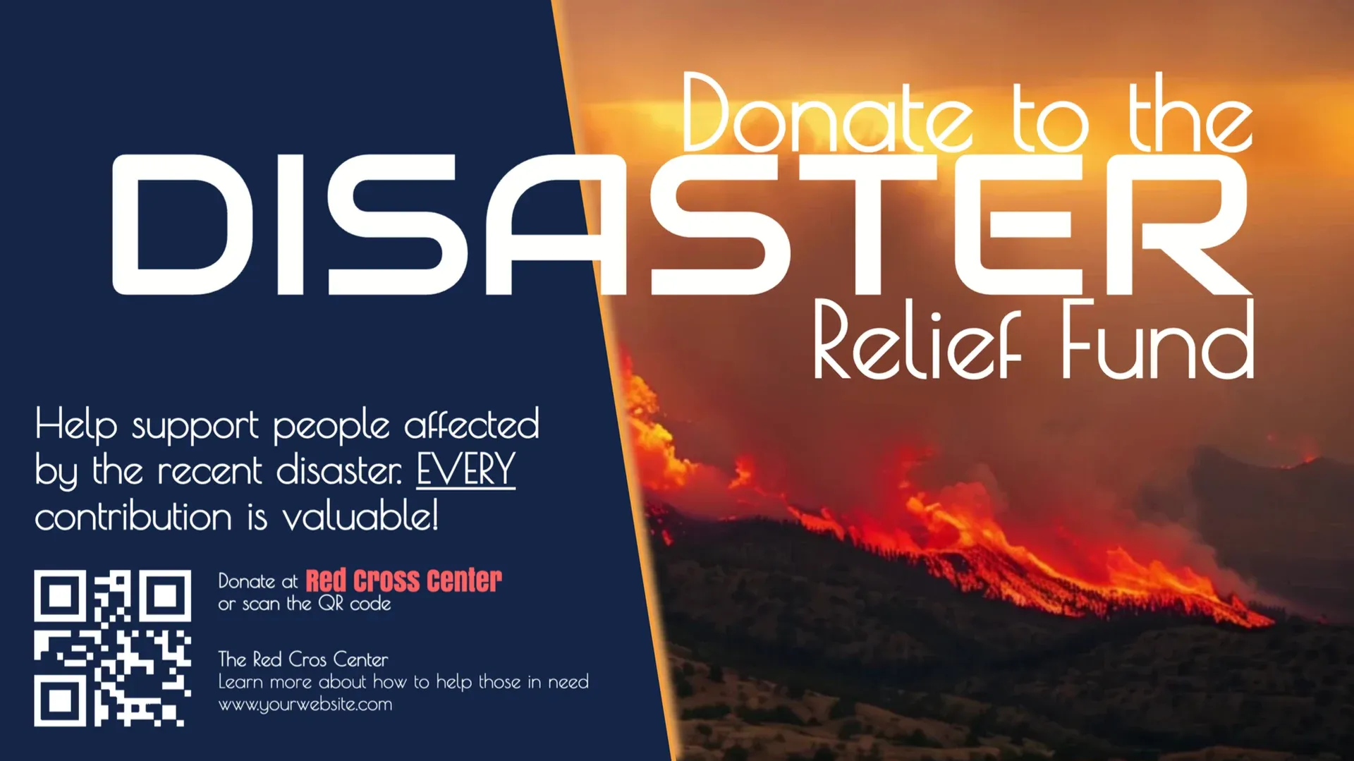 Disaster Relief Fund: digital signage template for financial
