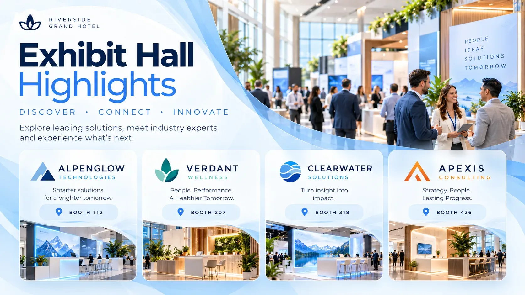 Exhibit Hall Highlights: digital signage template for hospitality