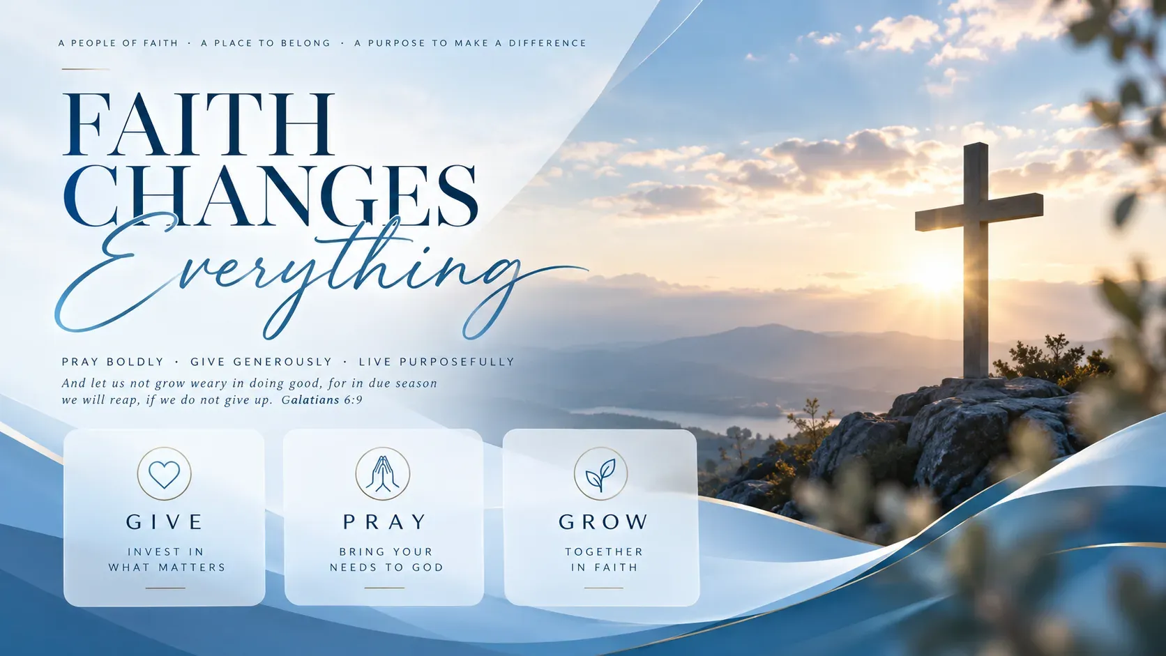 Faith Changes Everything: digital signage template for church