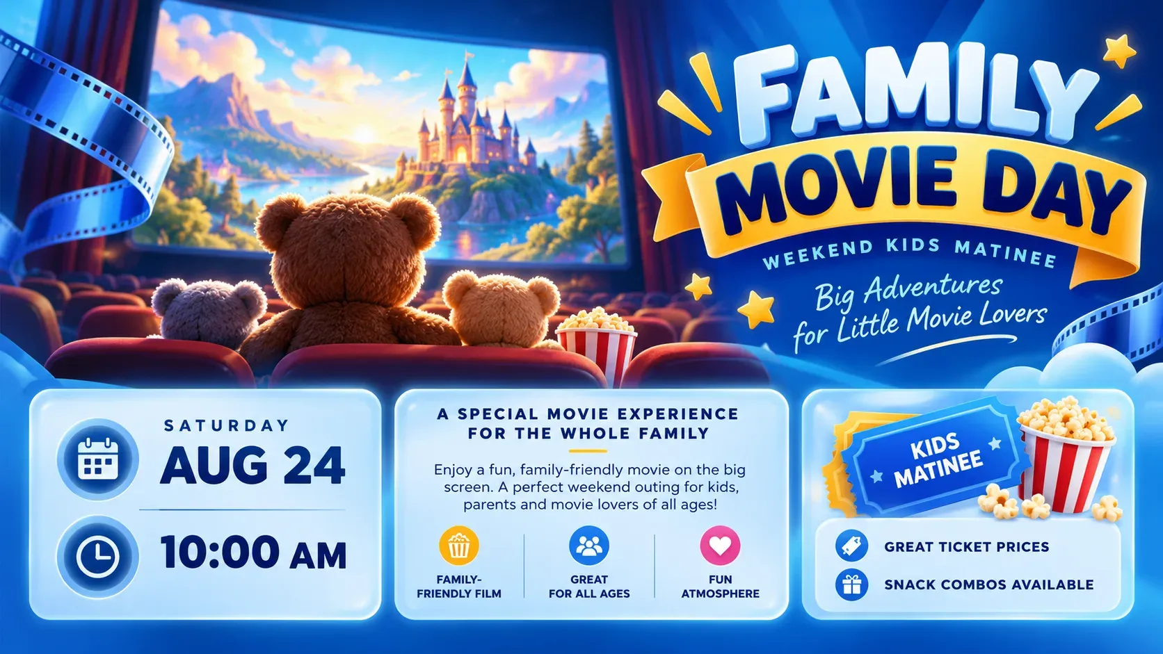 Family Movie Day: digital signage template for cinema