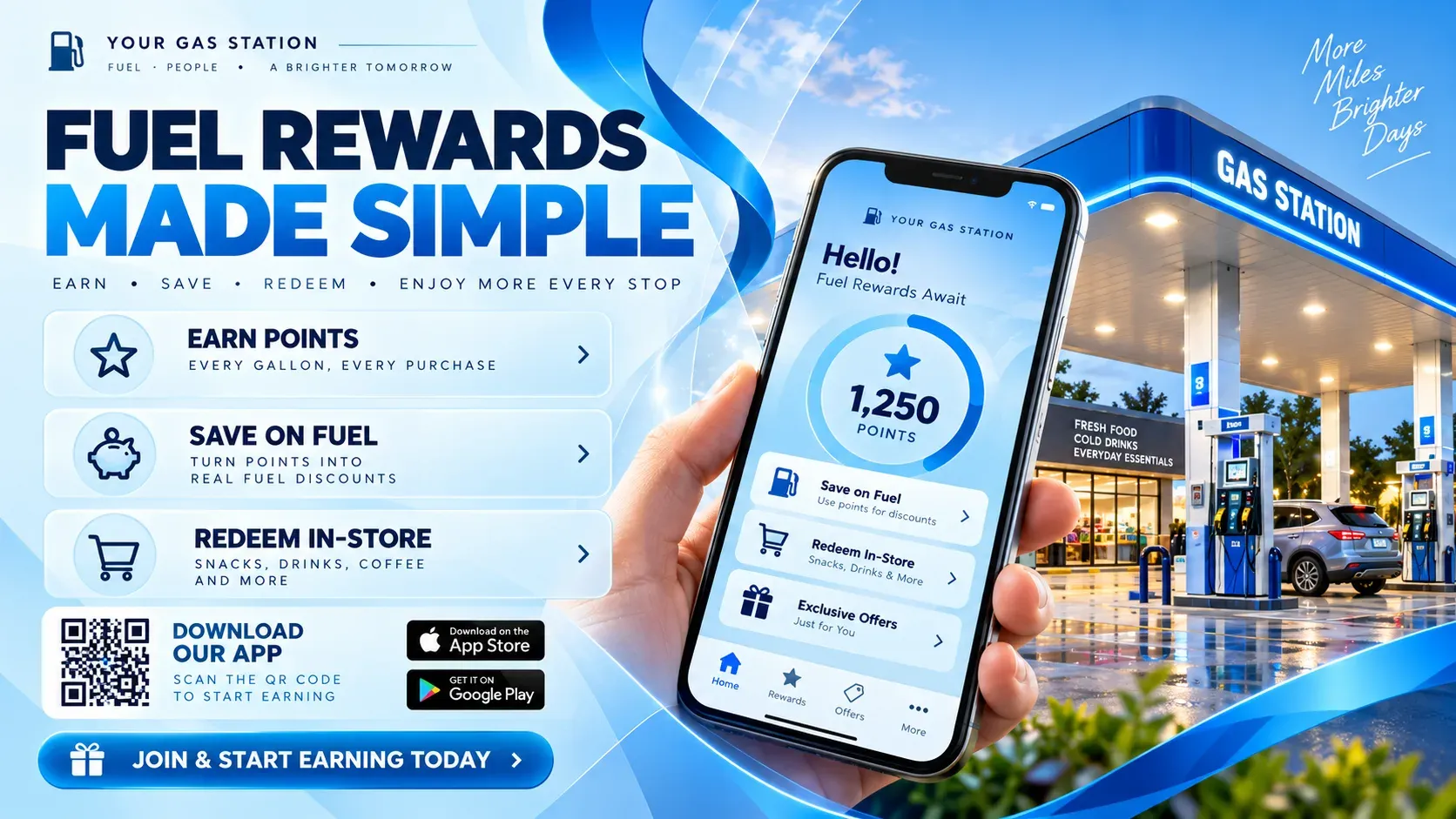 Fuel Rewards: digital signage template for gas stations