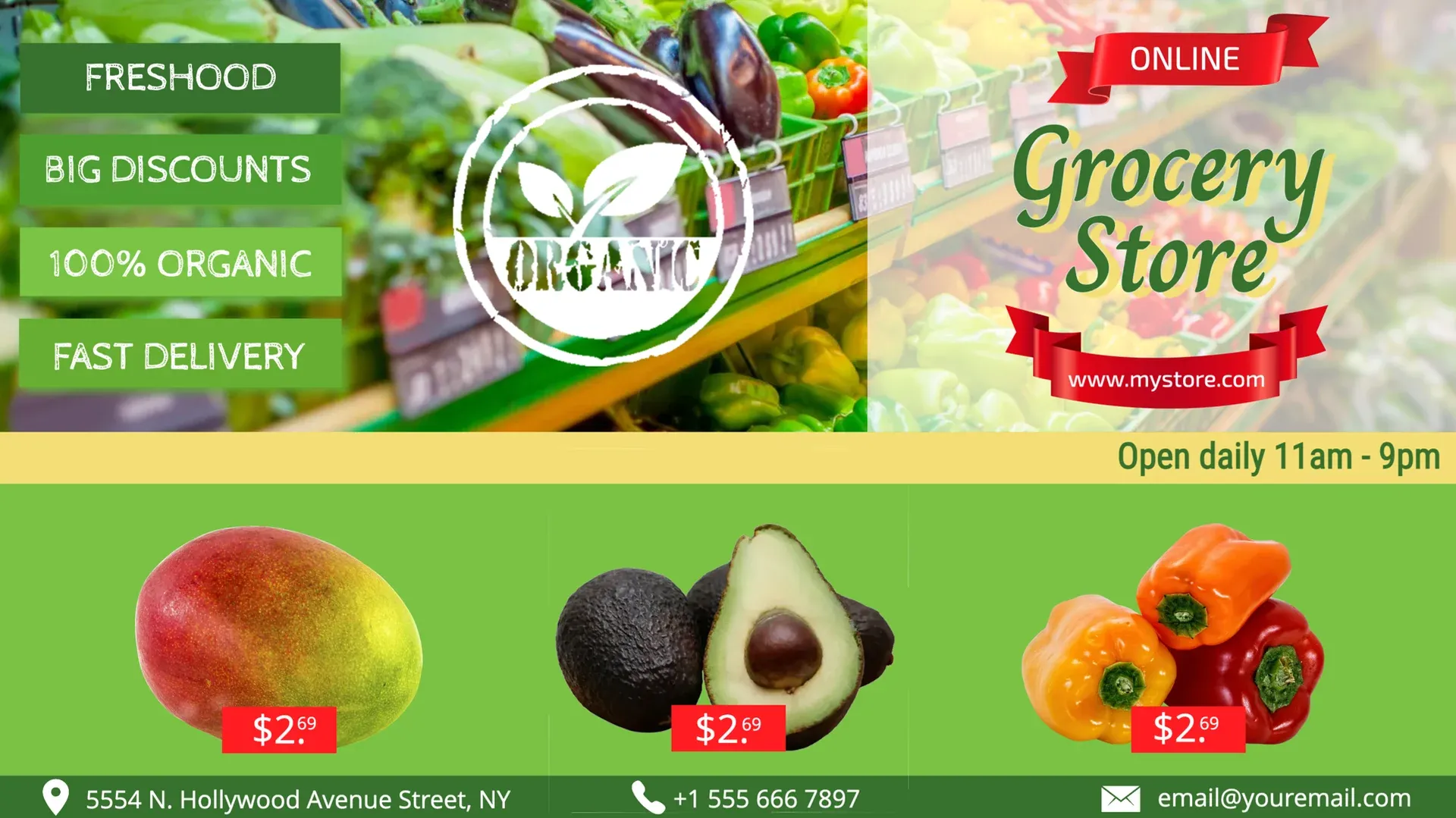Grocery Store: digital signage template for retail