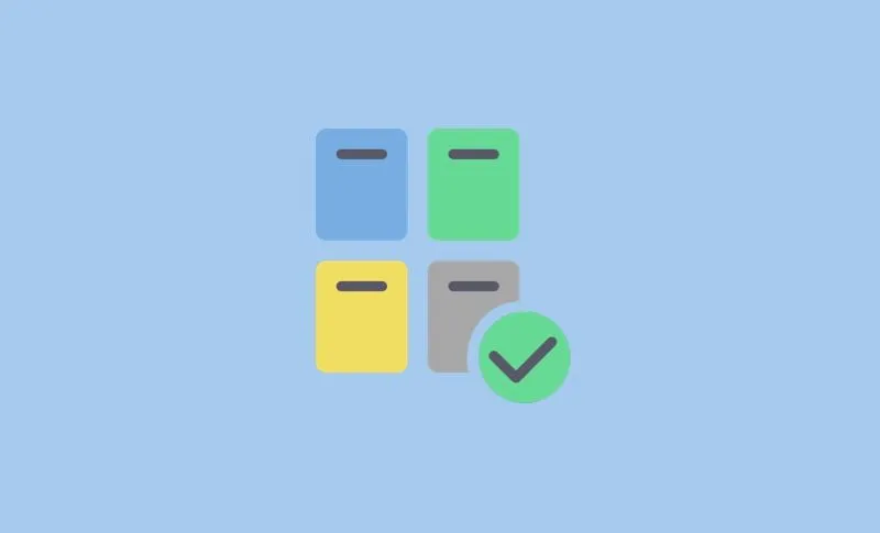 Icon of four tiles, one with a check mark
