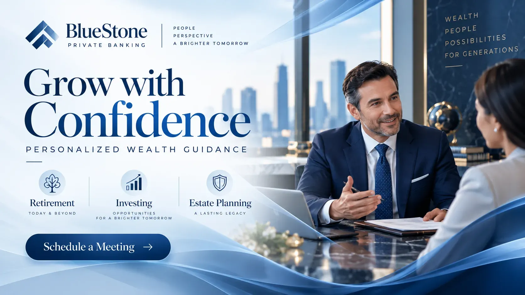 Grow with Confidence: digital signage template for financial