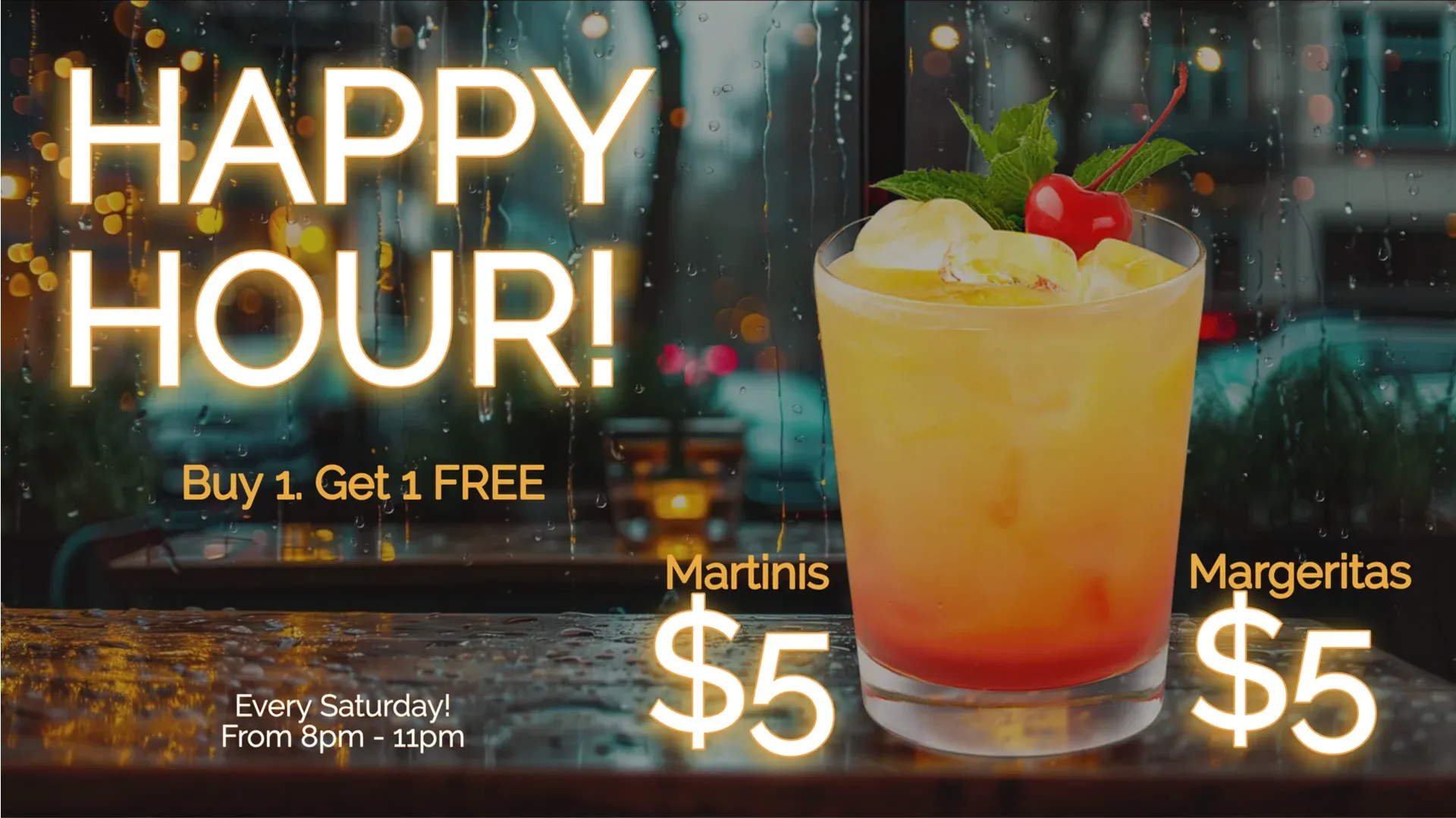 Happy Hour: digital signage template for hospitality
