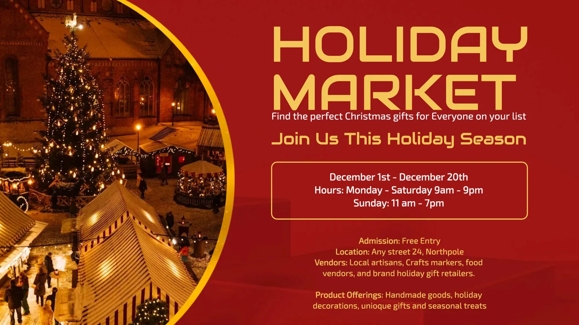 Holiday Market: digital signage template for events