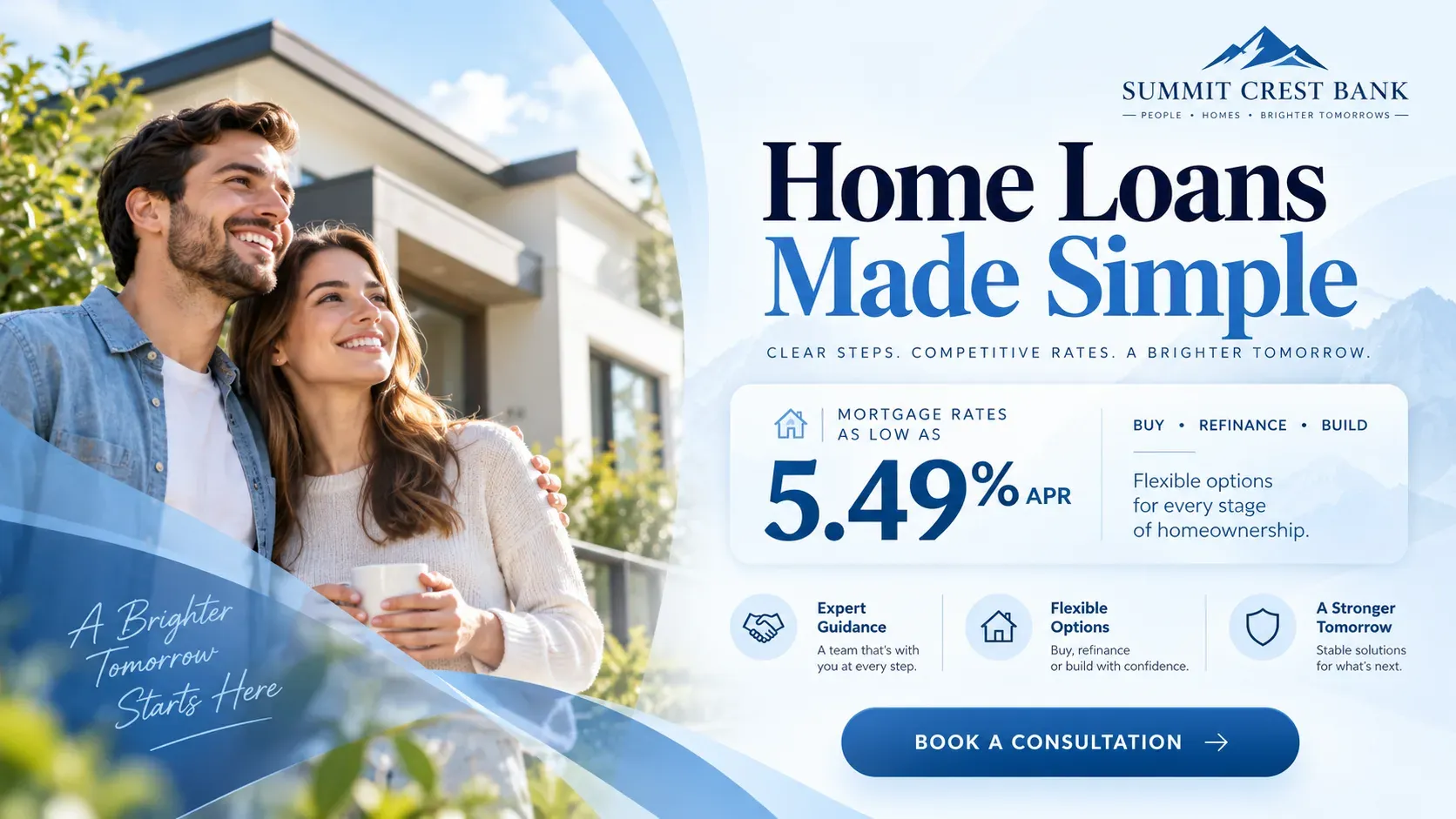 Home Loans: digital signage template for financial
