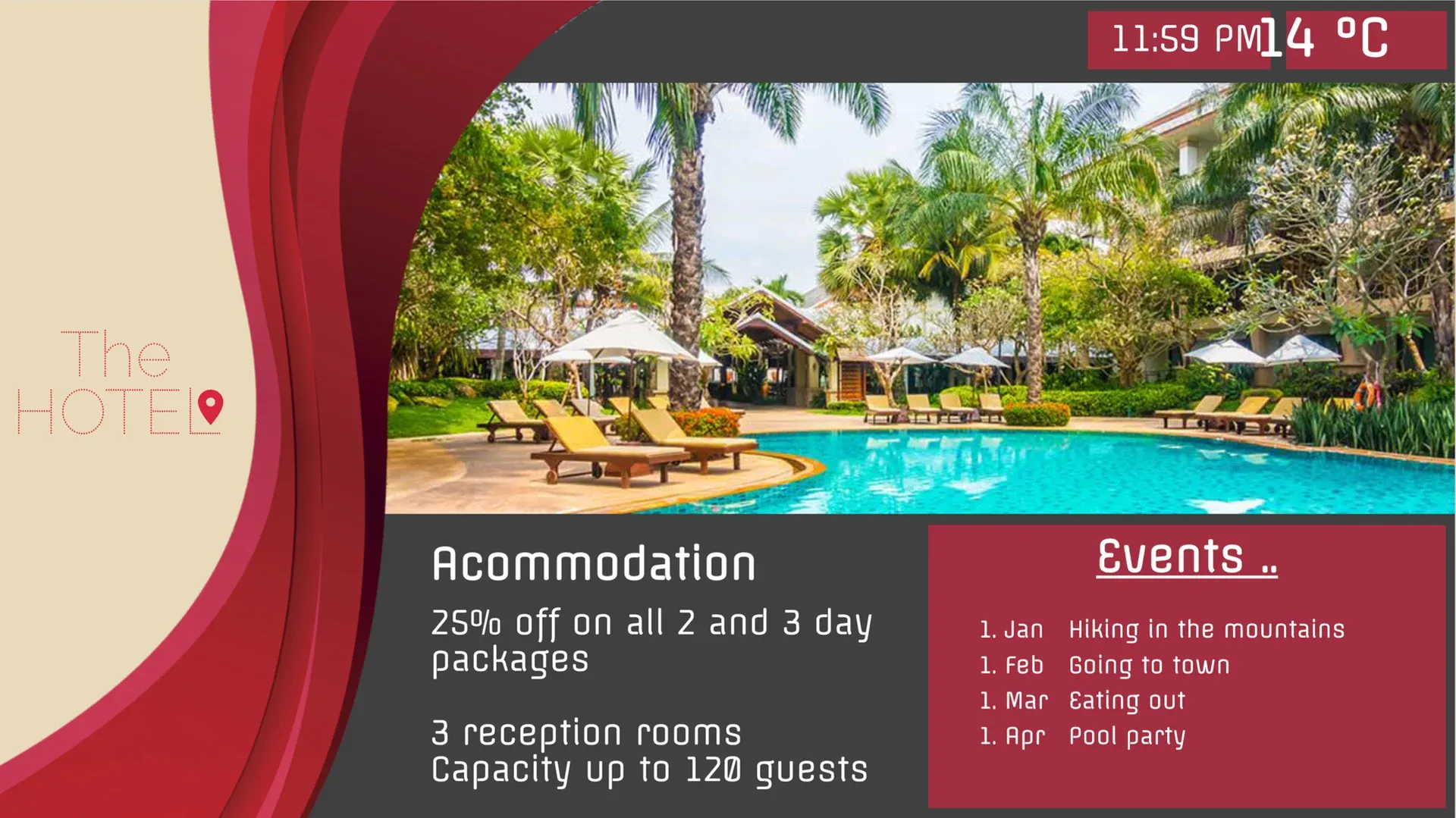Hotel and Spa Resort: digital signage template for hospitality