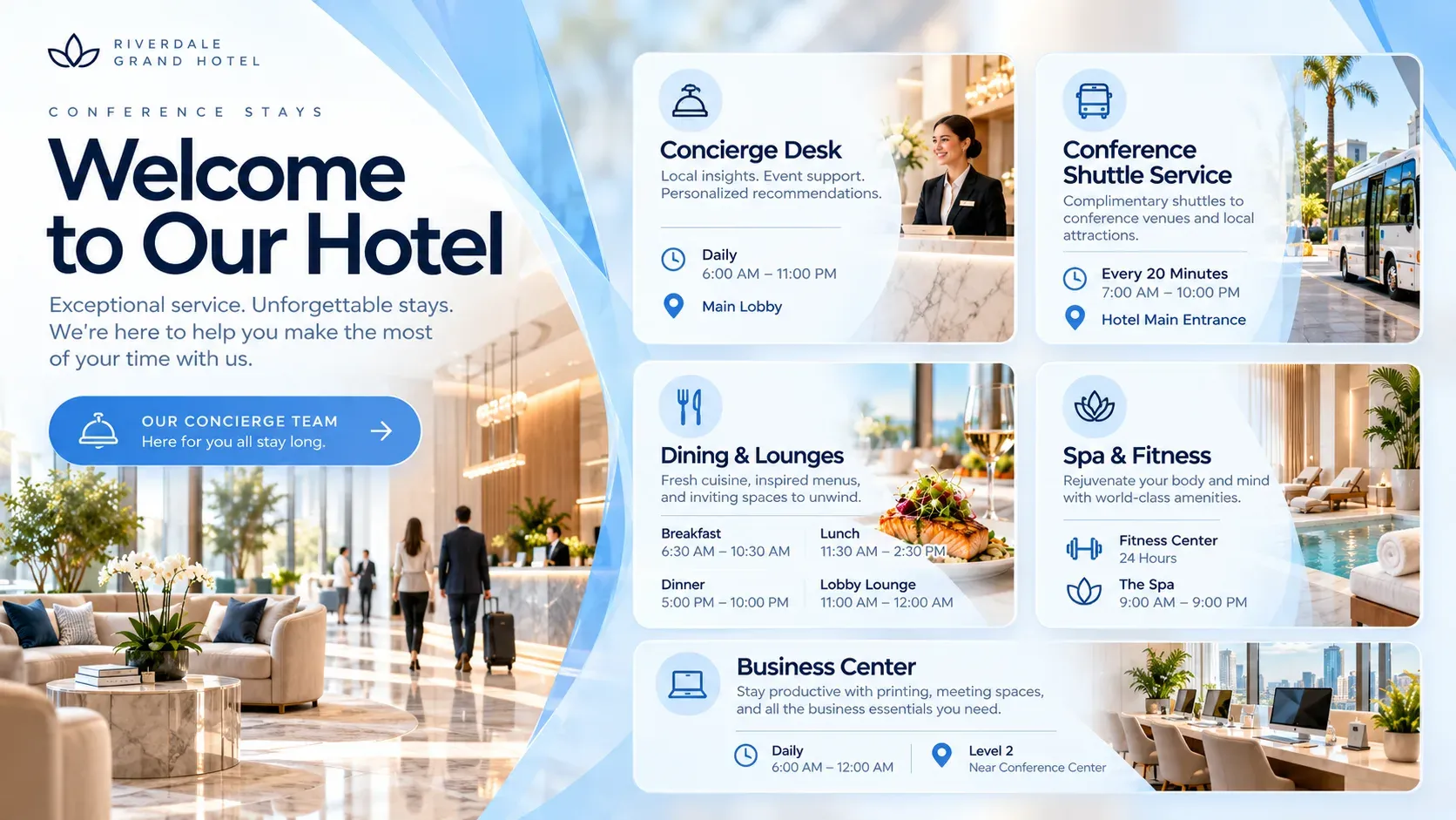 Hotel Reception: digital signage template for hospitality