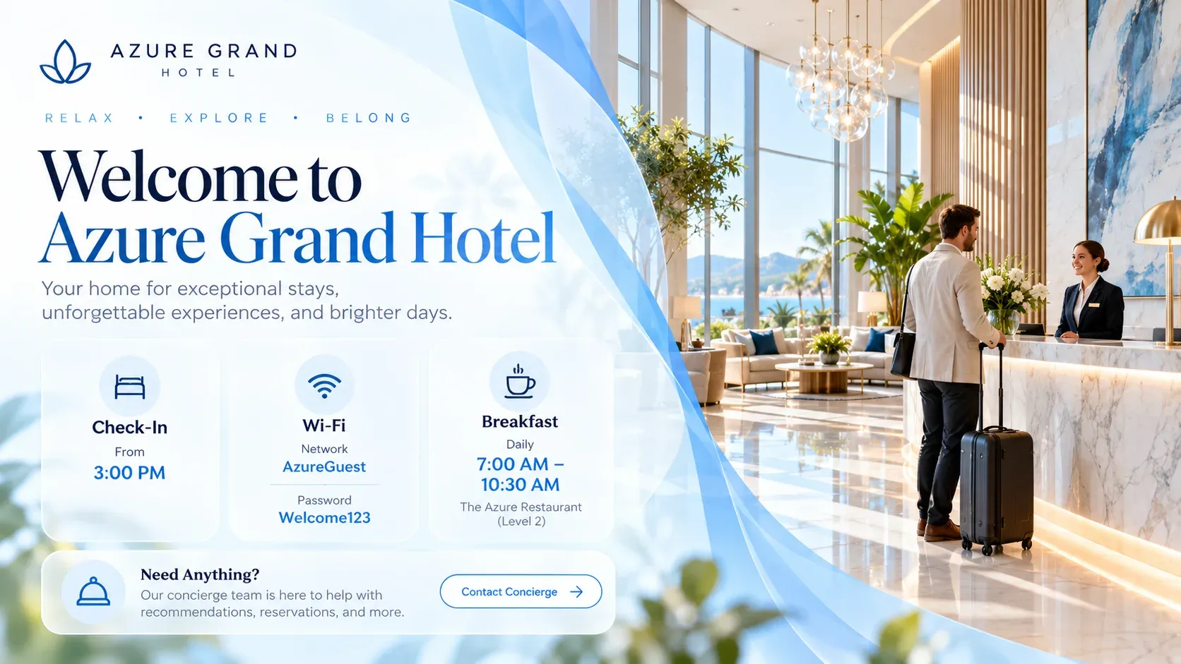 Hotel: digital signage template for hospitality