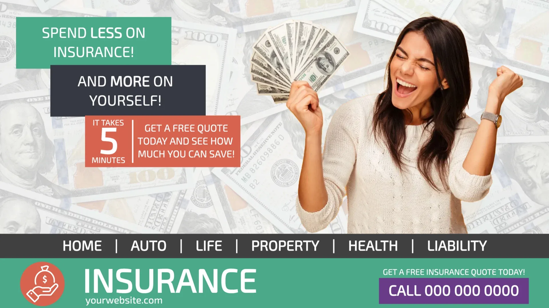 Insurance: digital signage template for financial