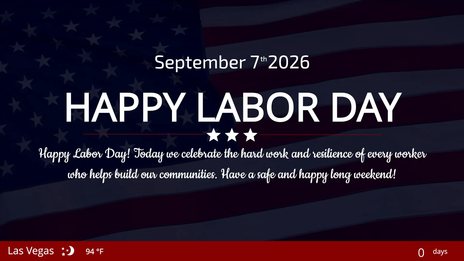 Labor Day: digital signage template for holidays