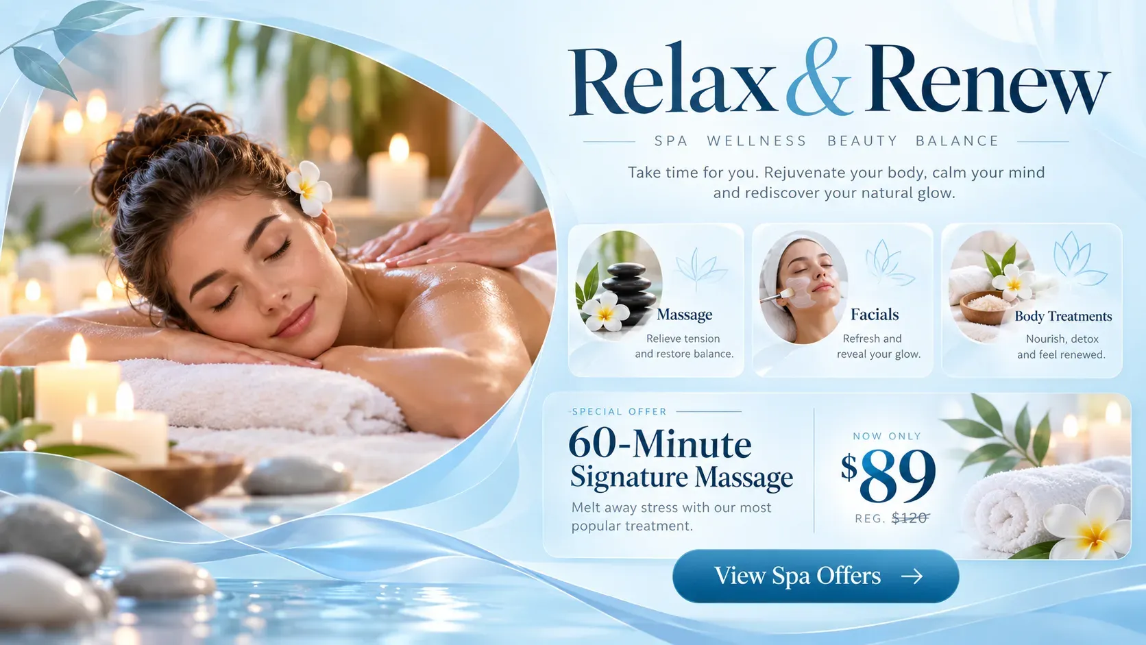 Massage: digital signage template for fitness