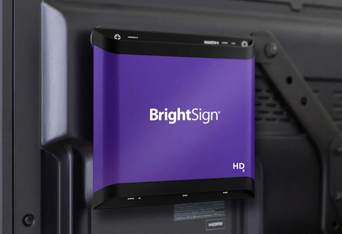 BrightSign media player on a TV