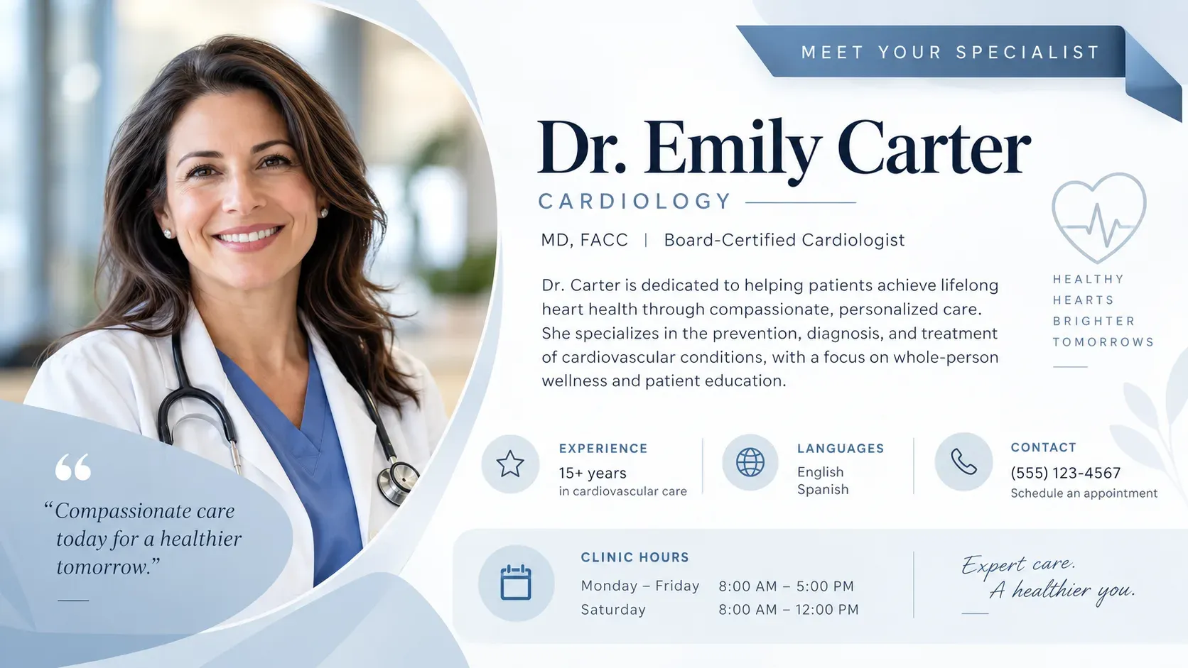 Meet Your Specialists: digital signage template for health