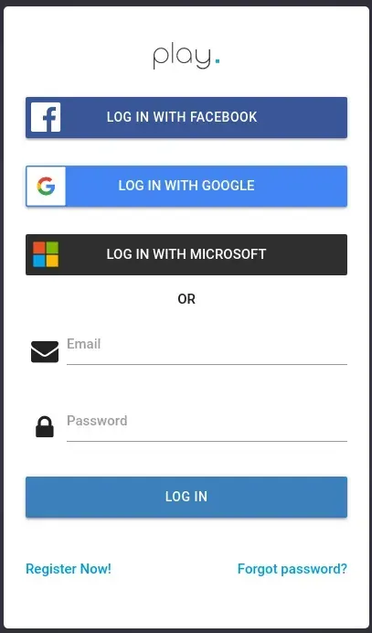 Play Digital Signage sign-up page with the Log in with Microsoft button