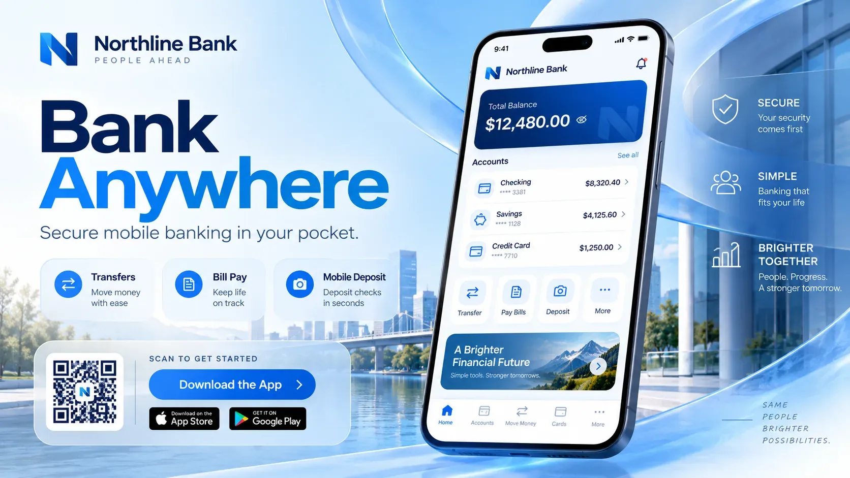 Mobile App: digital signage template for financial