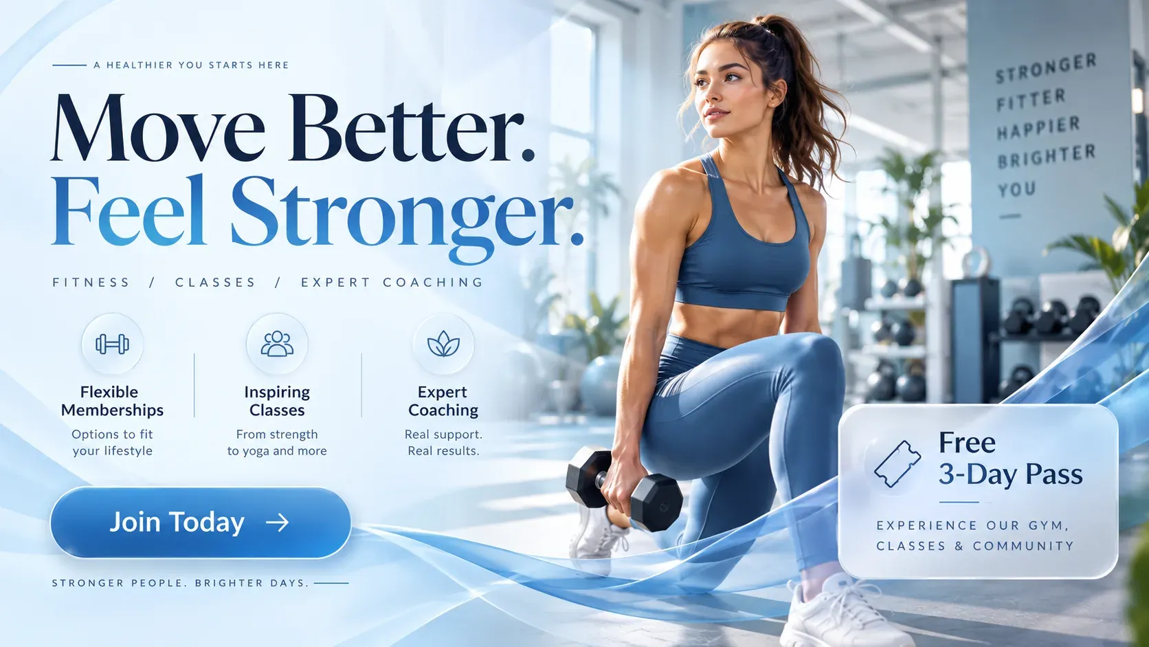 Move Better, Feel Stronger: digital signage template for fitness