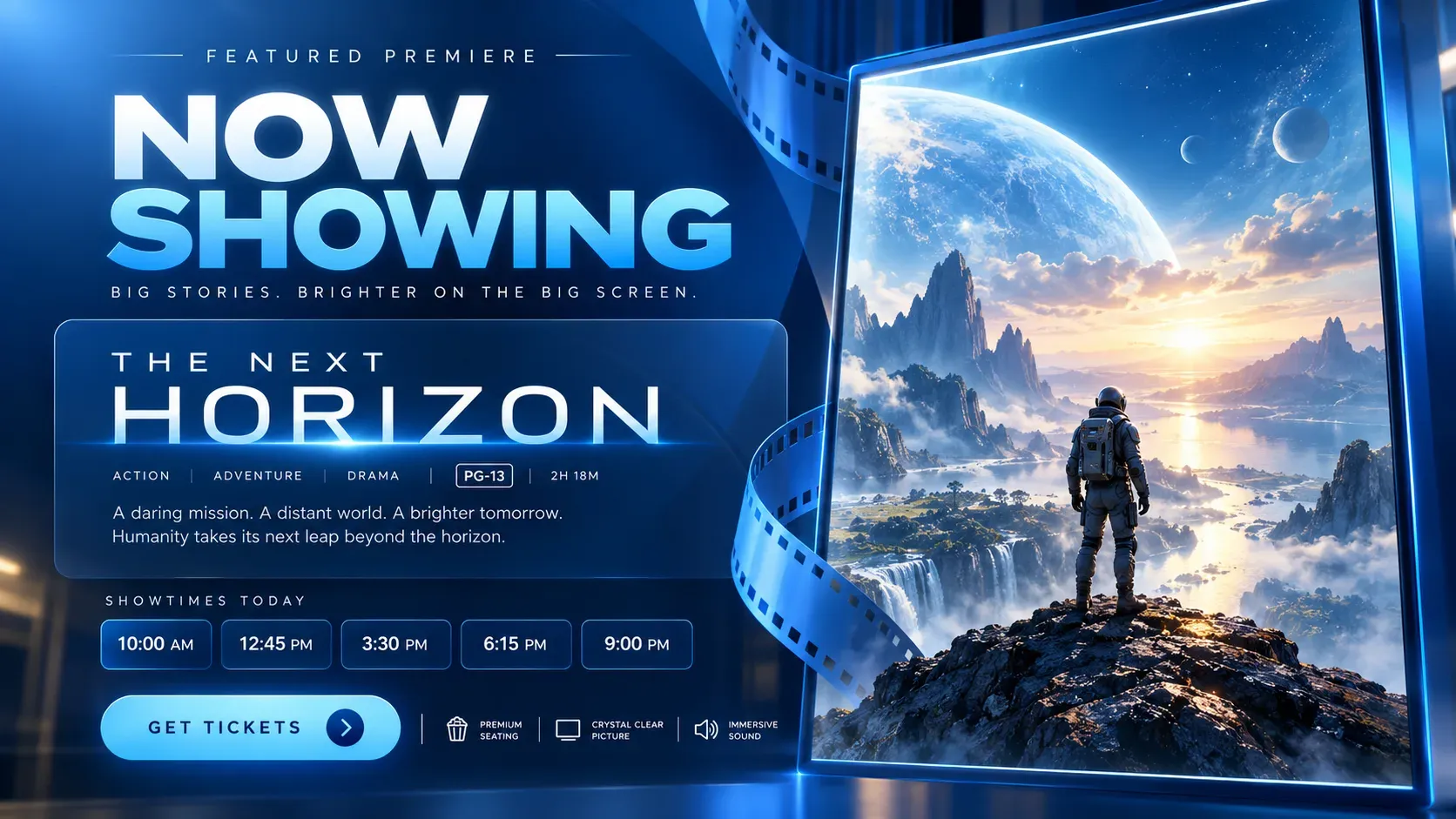 Now Showing: digital signage template for cinema