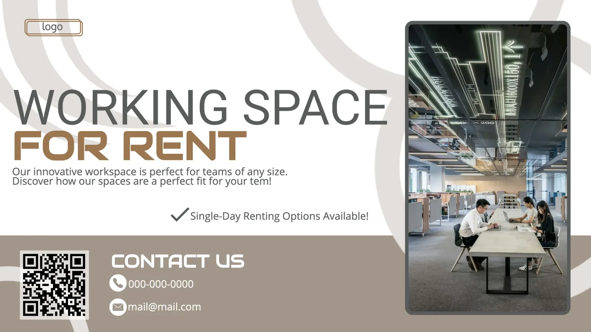Office Space For Rent: digital signage template for property
