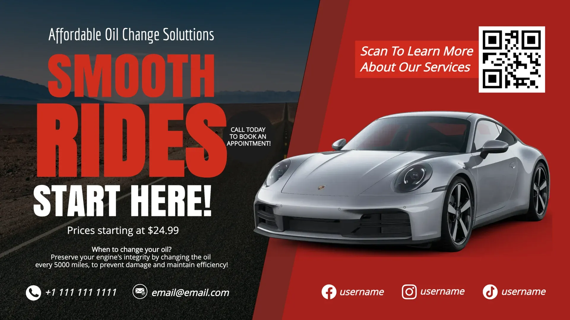 Oil Change: digital signage template for transport