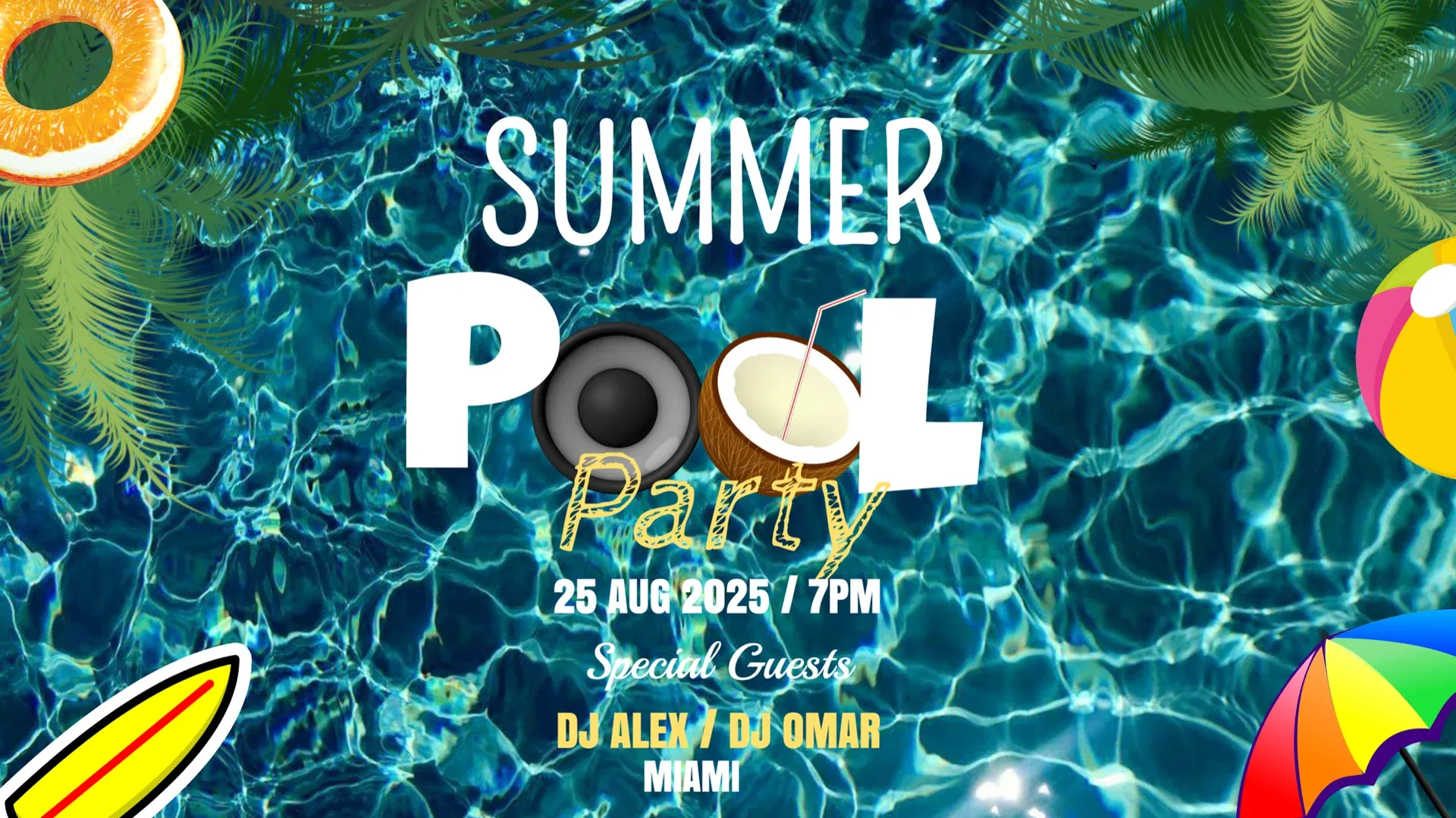 Pool Party: digital signage template for entertainment