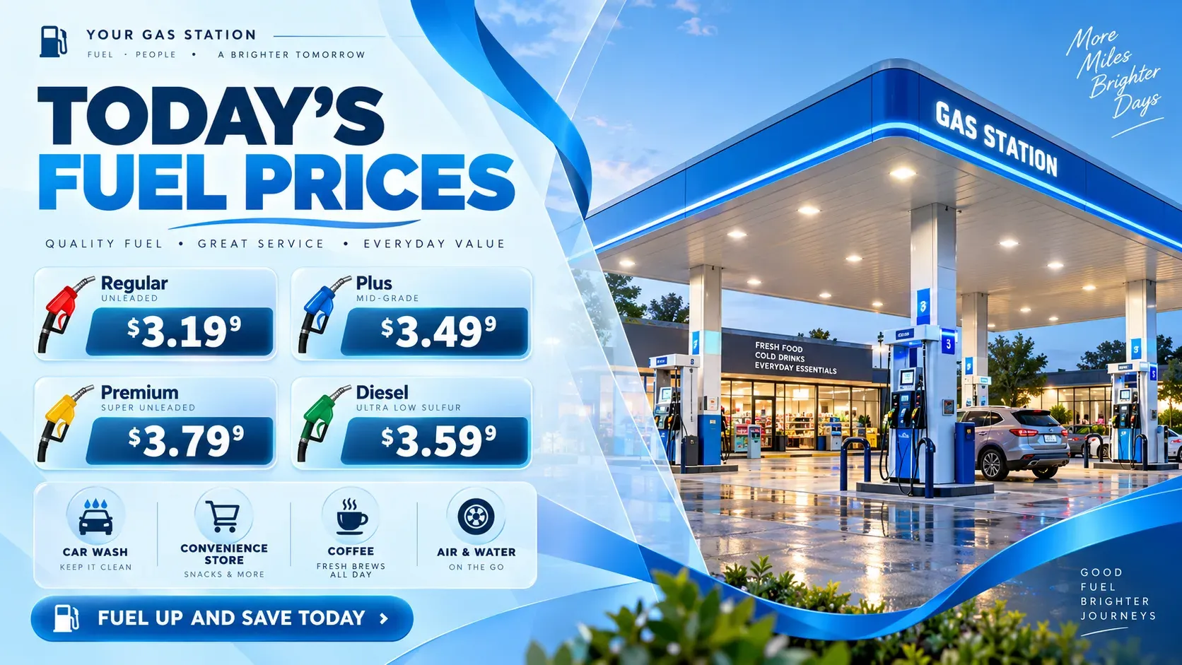 Prices on Fuel: digital signage template for gas stations