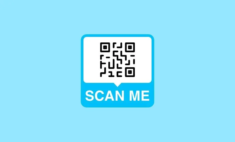 Icon of a QR code with the words Scan me