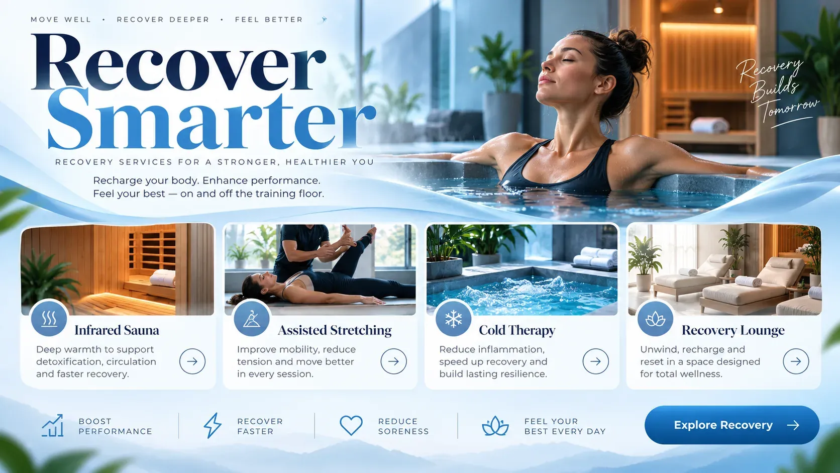 Recover Smarter: digital signage template for fitness