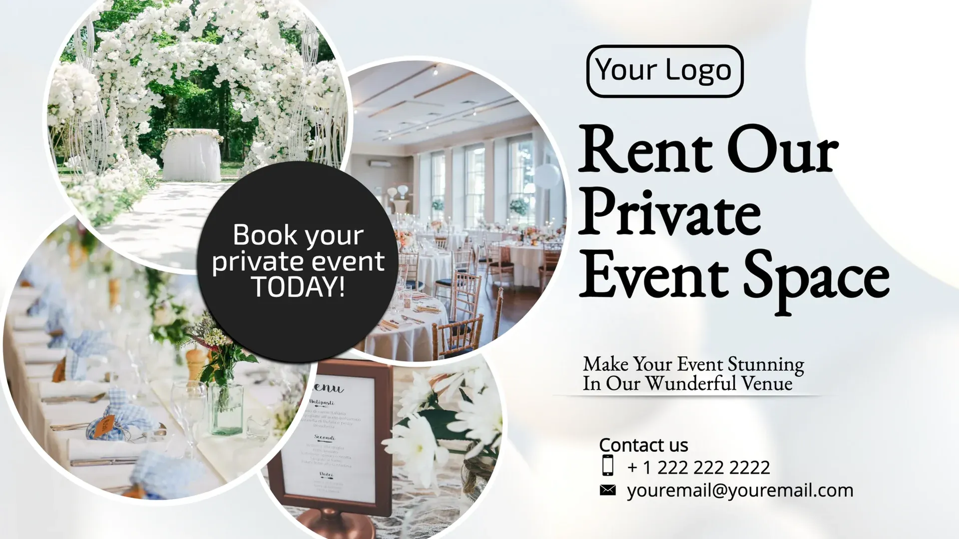 Rent Event Space: digital signage template for events