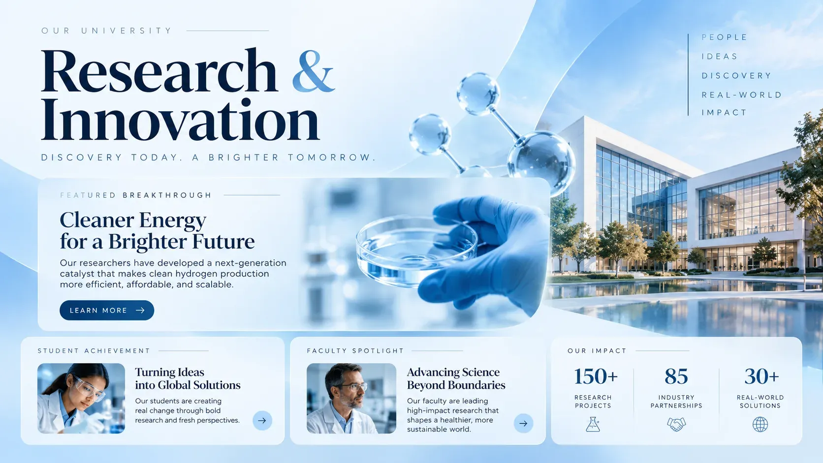 Research & Innovation: digital signage template for education
