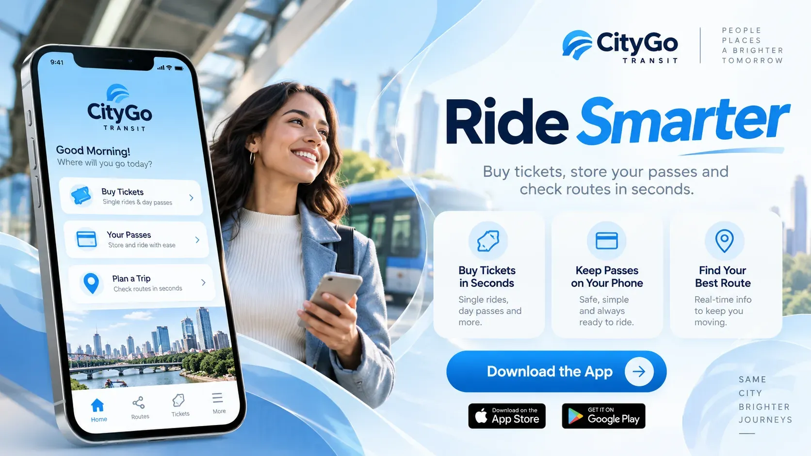 Ride Smarter: digital signage template for transport