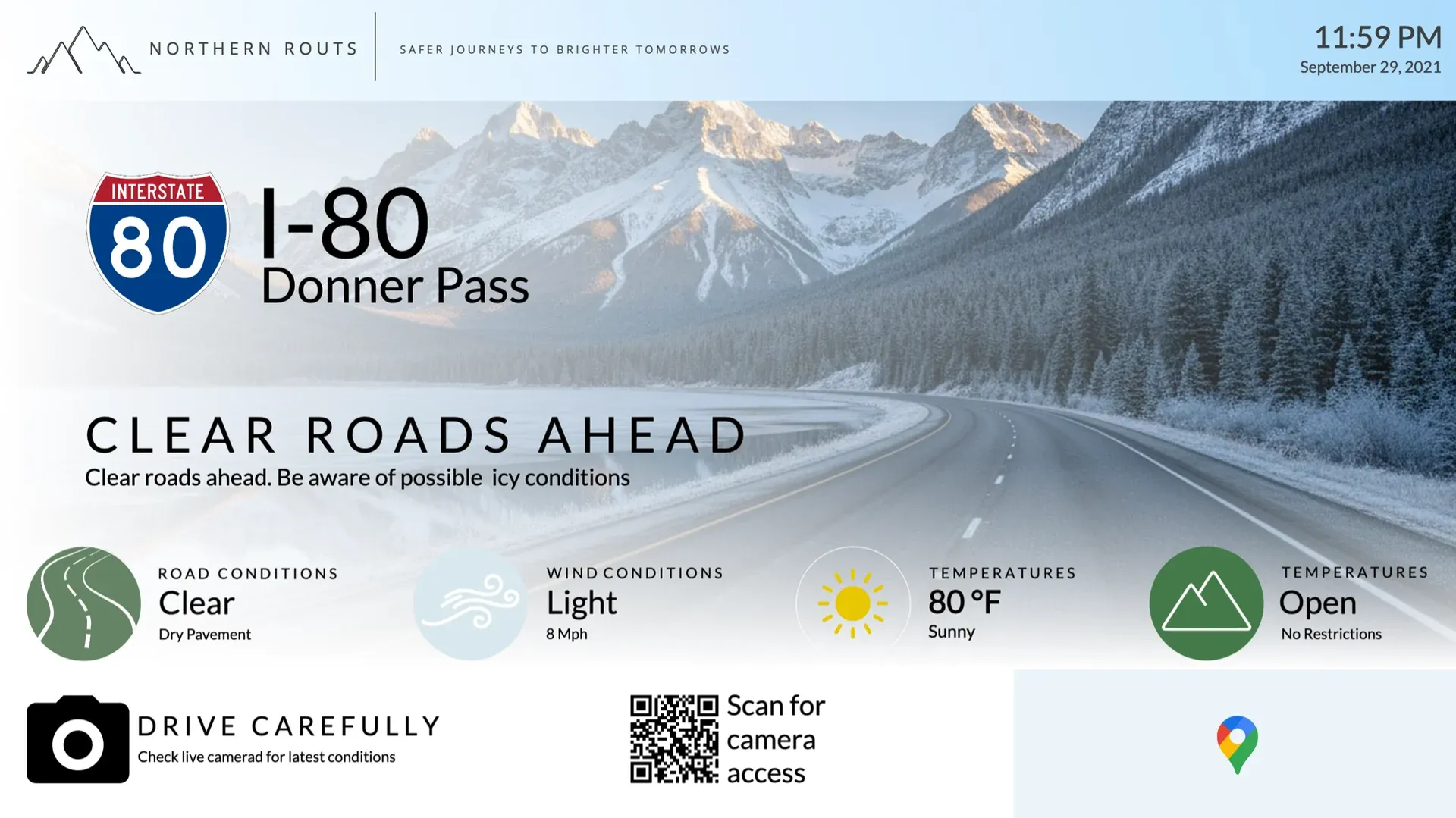 Road Conditions: digital signage template for transport