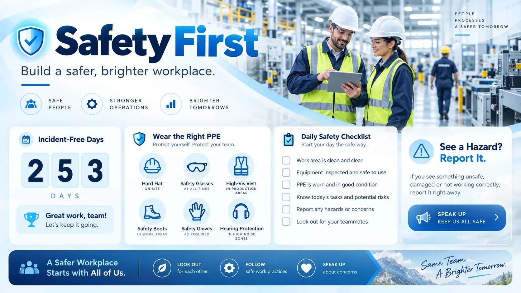 Safety First: digital signage template for manufacturing