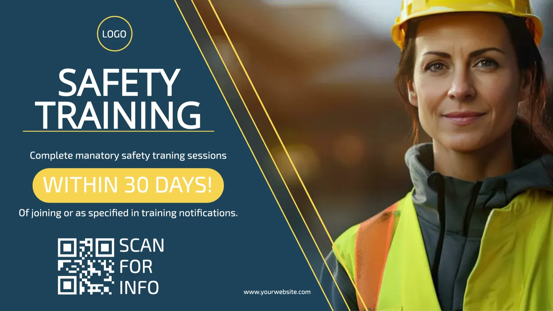 Safety Training: digital signage template for manufacturing
