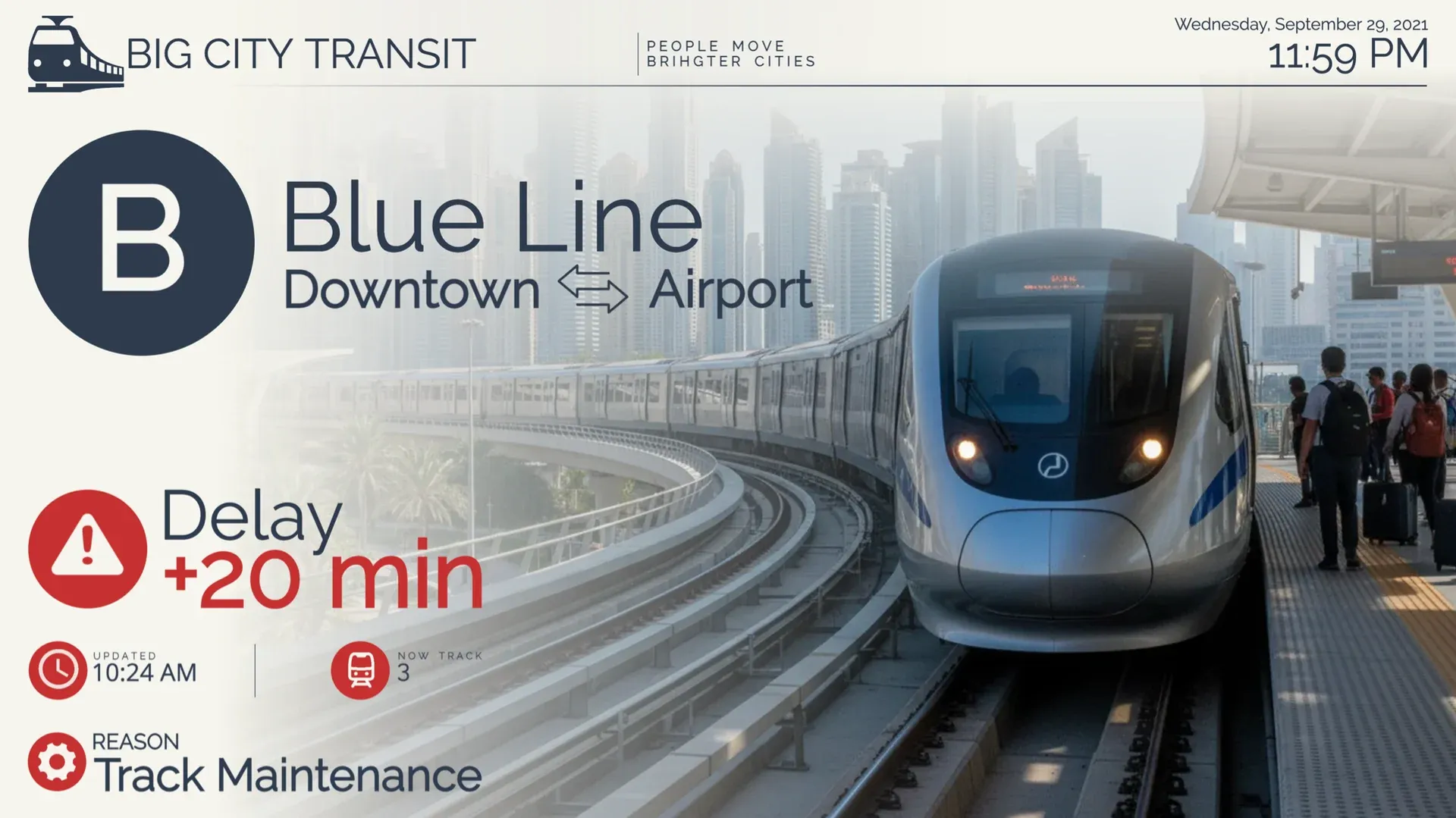 Service Update: digital signage template for transport