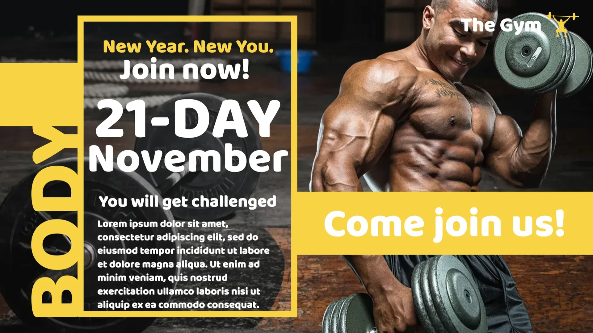 Shape Your Body: digital signage template for fitness