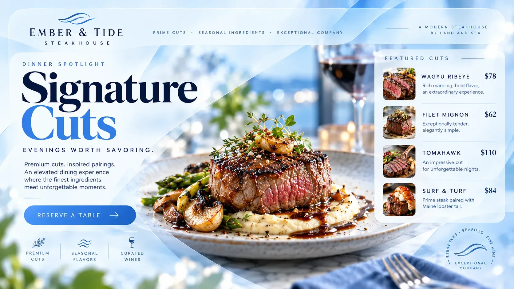 Signature Cuts: digital signage template for food