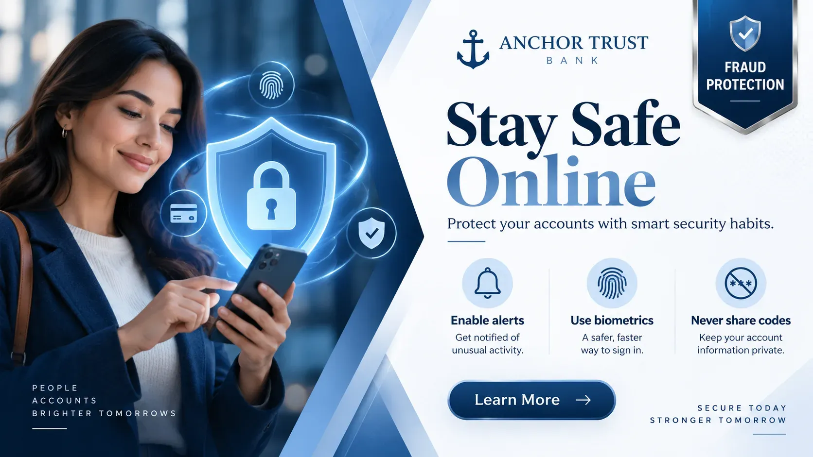 Stay Safe Online: digital signage template for financial