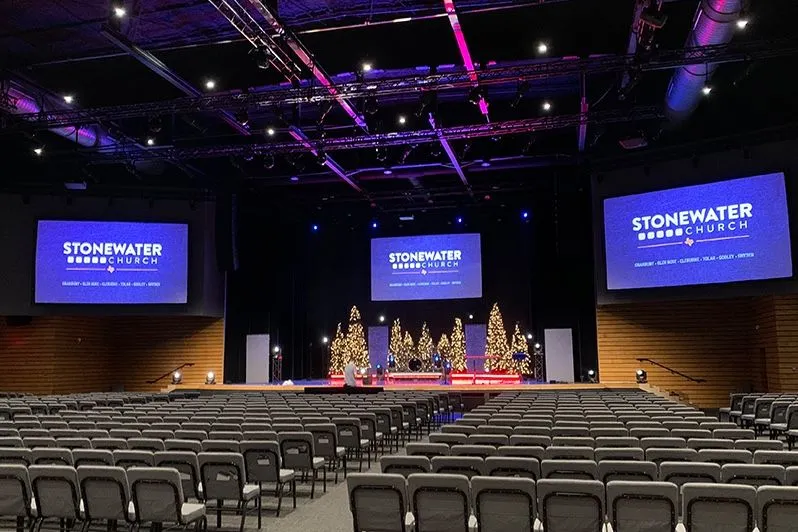 StoneWater Church uses digital signage to broadcast services directly to all of its additional locations