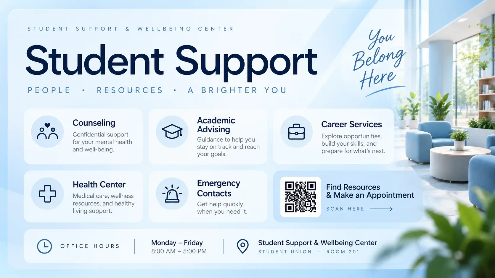 Student Support: digital signage template for education
