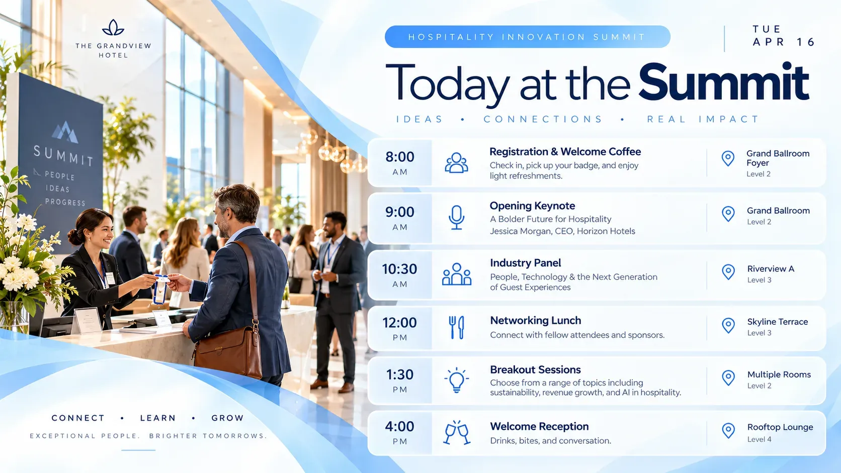 Summit: digital signage template for hospitality