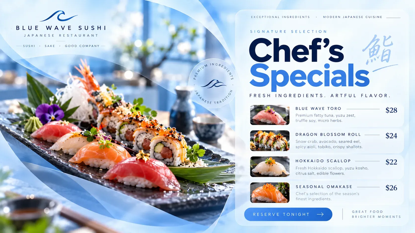 Sushi Special: digital signage template for food