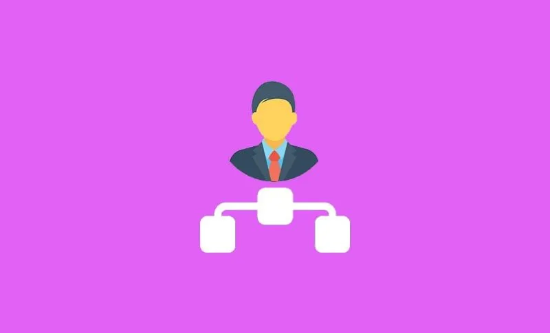 Icon of a person above an organisation chart
